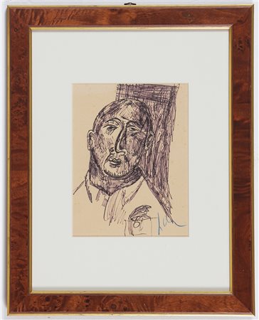 CHIA SANDRO (n. 1946) Testa. Biro su carta. Cm 18,50 x 14,00. Firma in basso...