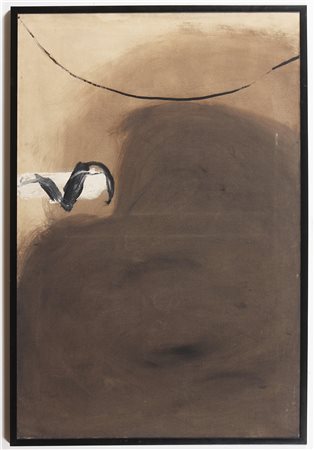 SWAN DOUGLAS (1930 - 2000) Brown smoke & black line. Olio su tela . Cm 80,00...