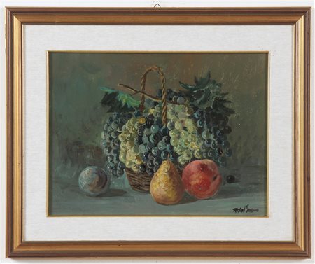 DEL GRECO RENZO Natura morta. 1950. Olio su tela . Cm 40,00 x 30,00. Firma in...