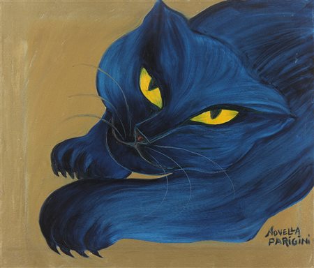 PARIGINI NOVELLA (1921 - 1993) Gatto. Olio su tela . Cm 70,00 x 60,00. Firma...