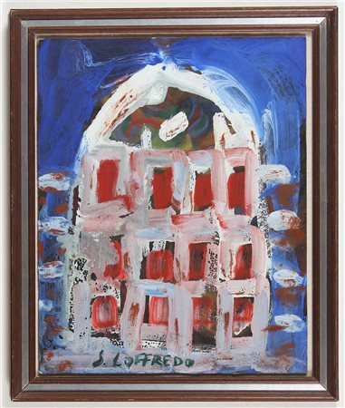 LOFFREDO SILVIO (n. 1921) Battistero. Olio su tavola. Cm 40,00 x 50,00. Firma...