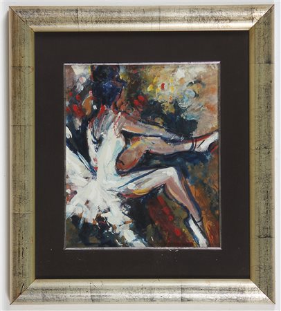 GOBETTI CARLO ALBERTO ballerina. Olio su tavola. Cm 40,00 x 35,00. Firma in...