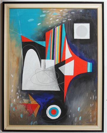 GROSSI PROFERIO (1923 - 2000) Colori e forme. 1991. Olio su masonite. Cm...