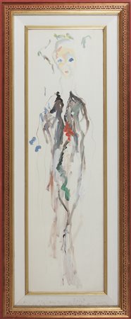 TRECCANI ERNESTO (1920 - 2009) Donna. Olio su tela . Cm 35,00 x 120,00. Firma...