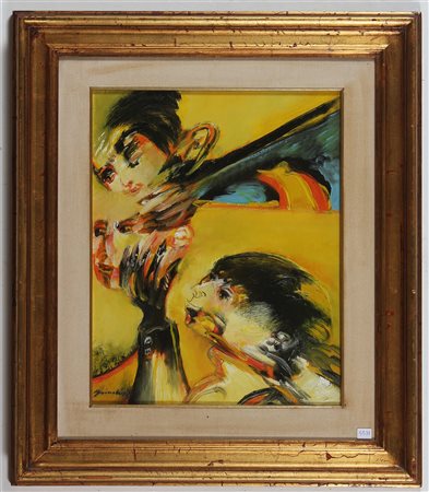 BRINDISI REMO (1918 - 1996) Figure. Olio su tela . Cm 50,00 x 40,00. Firma in...