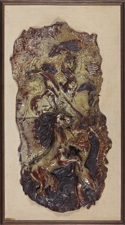 PIANI GIANCARLO (1940 - 1999) Domatore di cavalli. Ceramica. Cm 48,00 x 90,00...