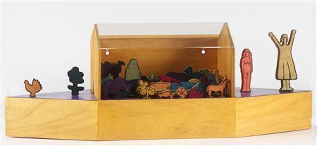 NESPOLO UGO (n. 1941) Arca di Noe'. Legno e plexiglass. Cm 29,50 x 112,00 x...