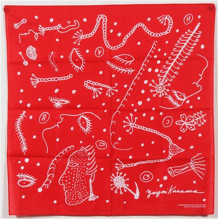 KUSAMA YAYOI (n. 1929) Bandana. 2004. Stampa su cotone. Cm 52,00 x 52,00....