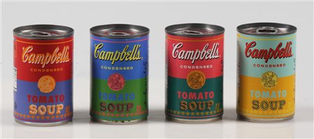 WARHOL ANDY (1928 - 1987) D'apres. Quattro lattineTomato soup. Latta. Cm 6,50...