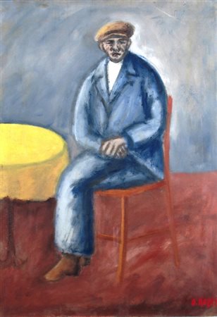 ROSAI OTTONE (Firenze 1895 - Ivrea 1957) "Uomo al tavolo giallo" Olio su tela...