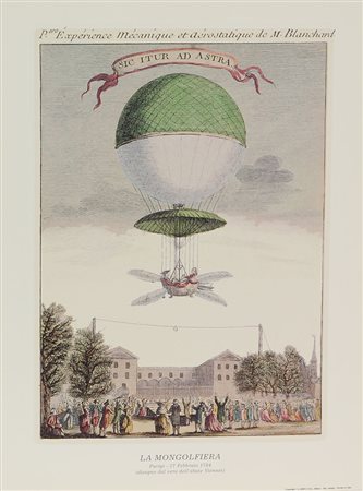 Anonimo La Mongolfiera (Parigi - 27 Febbraio 1784 - disegno dal vero...