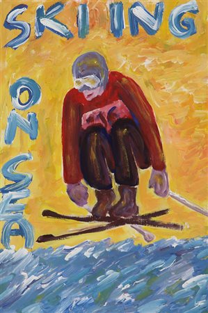 Avanzi Paolo Skiing on Sea, 2014 acrilico su campensato, cm. 30x20 firmato,...