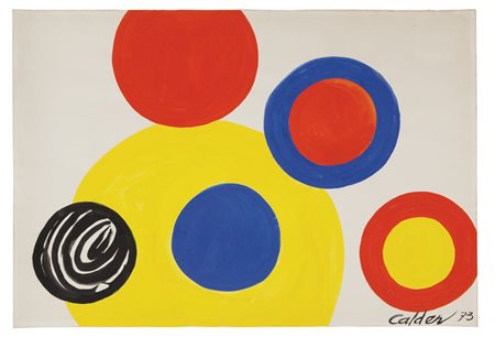 ALEXANDER CALDER (1898-1976) 6 Cercles 1973tempera su carta cm 75x110firmato...