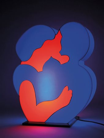 MARCO LODOLA (1955-) Kiss-Medaglia Blu e Rossa 2006 perspex e neon cm...