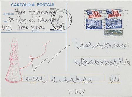 STEINBACH HAIM (1944-) Cartolina postale cm 10,5x14mittente: Haim Steinbach...