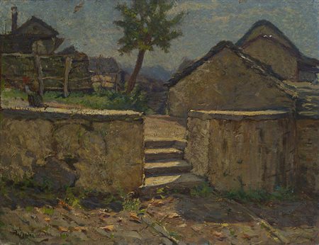 Roberto Borsa (Milano 1880 - 1965) - "Scorcio di campagna con casolare" 1914...