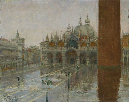 Raffaele Vitiello (Torre Annunziata 1875) - "Piazza San Marco a Venezia" olio...