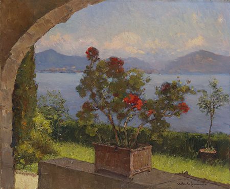 Alberto Cecconi (Firenze 1897 - 1971) - "Geraneo in fiore da una Villa di...