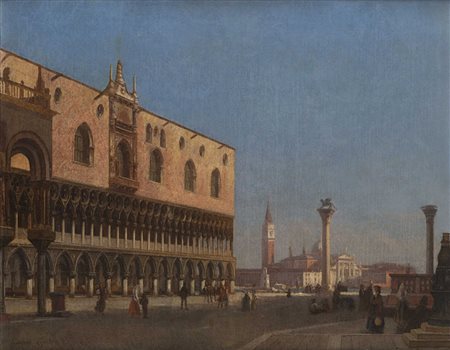 Filippo Carcano (Milano 1840 - 1914) - "Venezia. Piazza San Marco" olio su...