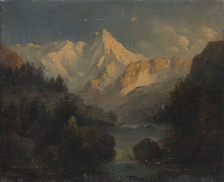 Alessandro Calame (Vevey 1810 - Mentone 1864) - "Scorcio delle Alpi Bernesi"...