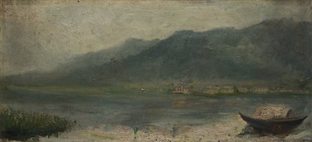 Luigi Rossi (Castagnola 1853 - Sala Capriasca 1923) - "Scorcio lacustre" olio...