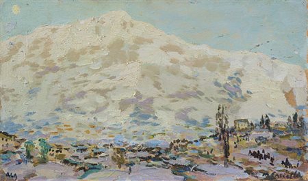 Michele Cascella (Ortona 1892 - Milano 1989) - "Paesaggio con montagne sullo...