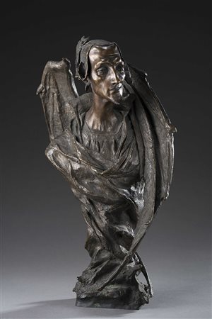 Attilio Temperoni - "Mefisto" 1901 scultura in bronzo (h cm 37) Firmata,...