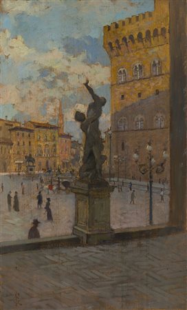 Francesco Gioli (San Frediano A Settimo 1846 - Firenze 1922) - "Piazza della...