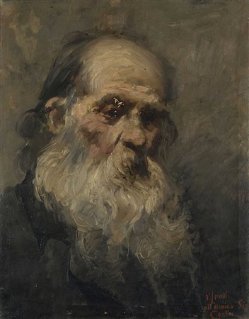 Vincenzo Irolli (Napoli 1860 - 1949) - "Ritratto" olio su tela (cm 53x42)...