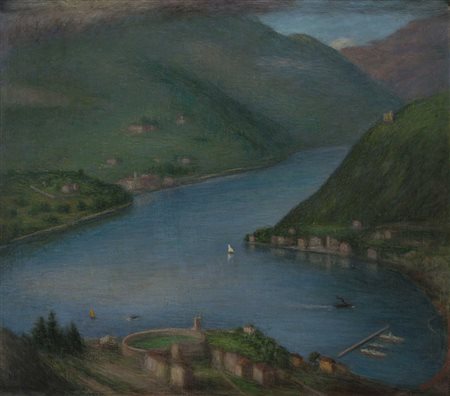 Ugo Bernasconi (Buenos Aires 1874 - Cantù 1960) - "Lago di Como" olio su tela...