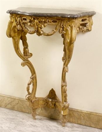 PICCOLA CONSOLE A GOCCIA, VENETO, FINE XVIII SECOLOin legno intagliato e...