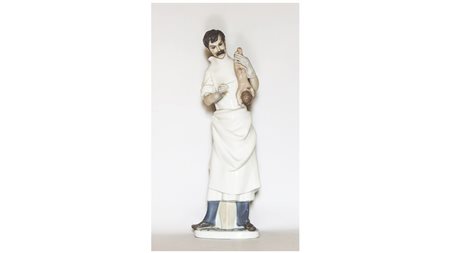 GRUPPO IN PORCELLANA Lladrò raffigurante un medico h cm 36 PORCELAIN FIGURAL...