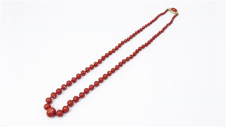 COLLANA IN CORALLO ROSSO diam mm 5/13, gr 56,1