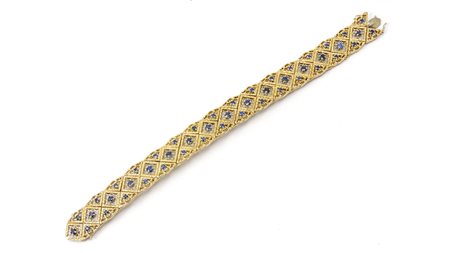 BRACCIALE A MAGLIA MORBIDA IN ORO GIALLO realizzato con motivo di rombi e...