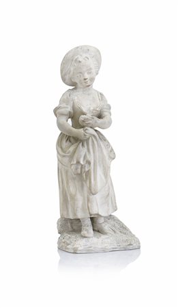 VINOVO FIGURA DI GIOVINETTA IN BISCUIT, VINOVO, 1780 CA., marca "V" con croce...