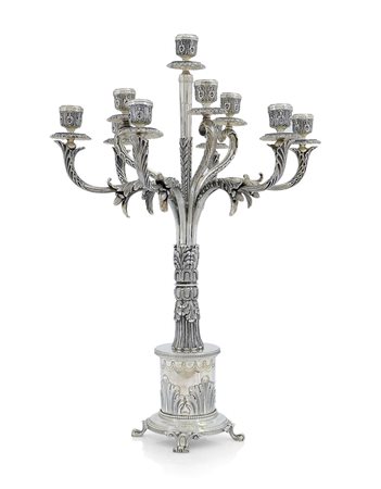 ARGENTI RECENTI CANDELABRO IN ARGENTO IN ARGENTO, XX SECOLO, a dieci fiamme...