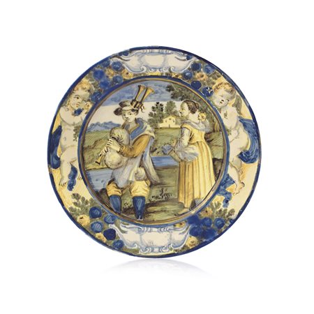 CASTELLI PIATTELLO IN MAIOLICA, CASTELLI, BOTTEGA DEI GRUE, PRIMA META' XVIII...