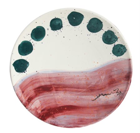 CHIN HSIAO Orizzonte (Piatto) ceramica dipinta cm. 50 X 50 Firma 'Hsiao Chin'...