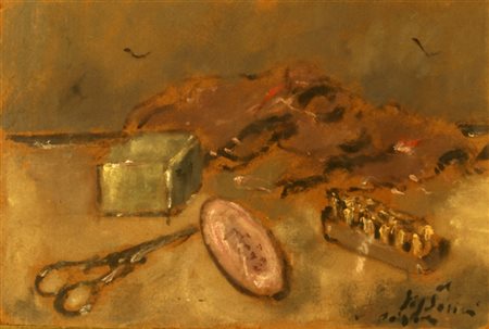 DE PISIS FILIPPO (Ferrara 1896 - Milano 1956) "Natura morta" Olio su masonite...