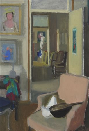 Bartolini Ugo Vittore Interno di Studio, 1973 olio su tela, cm. 70x50 firmato...