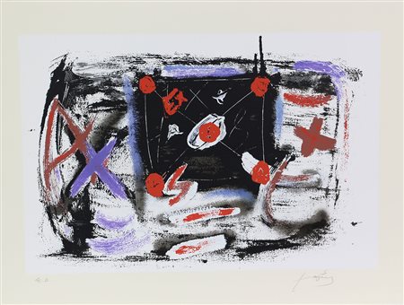 Tapies Antoni Senza titolo litografia su carta, cm. 50x65, es. E.A. firmata...