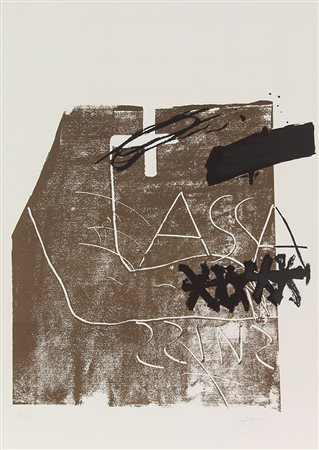 Tapies Antoni Senza titolo litografia su carta, cm. 77x56, es. 38/150 firmata...