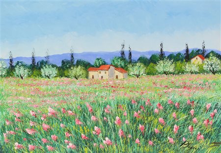 Soffici P. Paesaggio olio su faesite, cm. 50x70 firmato in basso a destra...