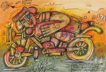 Delego Martino Un.. Motociclista..., 2015 tecnica mista su cartoncino, cm....