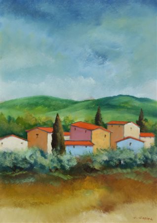 Gagliardi G. Paesaggio olio su cartoncino, cm. 70x50 firmato in basso a...