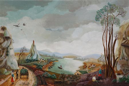 Planté Isabelle La Repère aux Oiseaux, 1980 acrilico su tela, cm. 22x33...