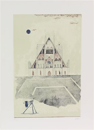 Ossi Czinner Cattedrale di Brandeburgo litografia su carta, cm. 70x50, es....