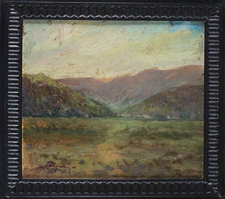 Ferniani (?) 'Paesaggio montano' olio su compensato (cm 21x24) firmato in...