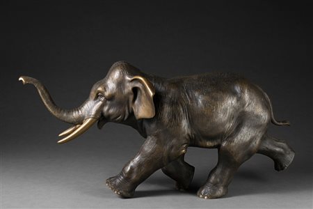 Arte del sec. XX 'Elefante' scultura in bronzo brunito (h cm 24) (mancanze)...