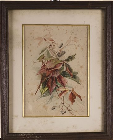 "Barche e figure" acquarello su carta (cm 31x22,5) firmato in basso a...